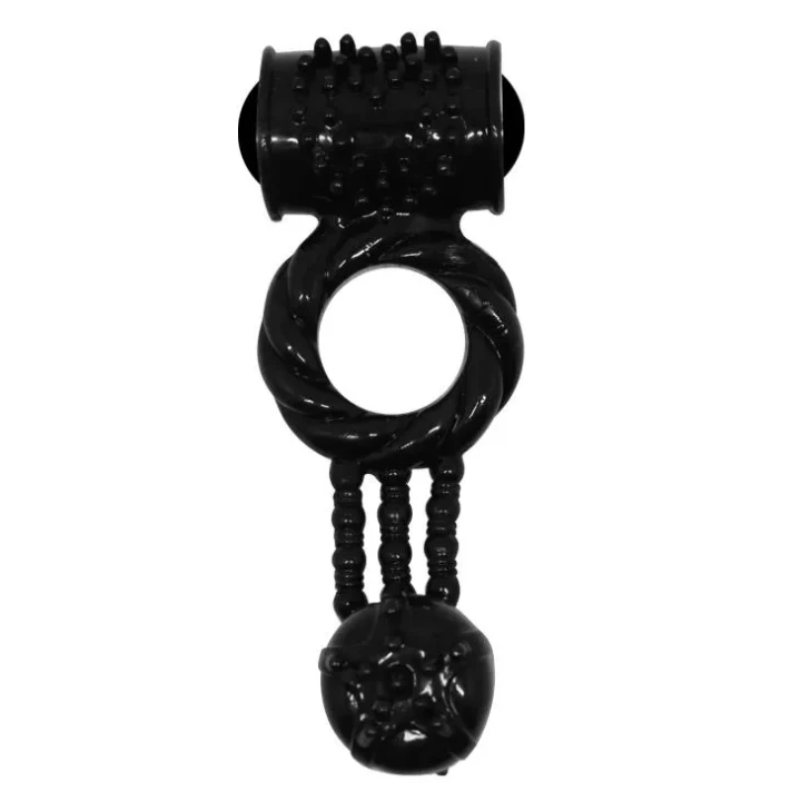 Pierścień erekcyjny z wibracją BAILE BI-014080-1, teksturowany, TPR ABS, ergonomiczny