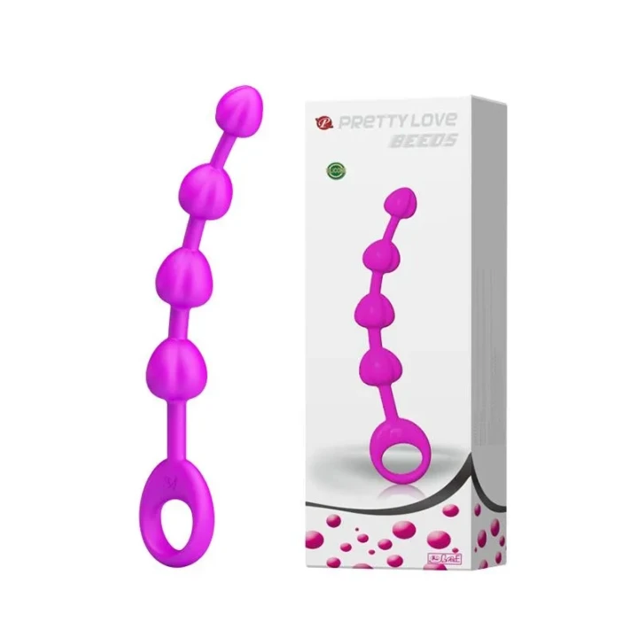Wibrator analny z silikonowymi kulkami, wodoodporny, 19,5 cm długości, PRETTY LOVE BEEDS