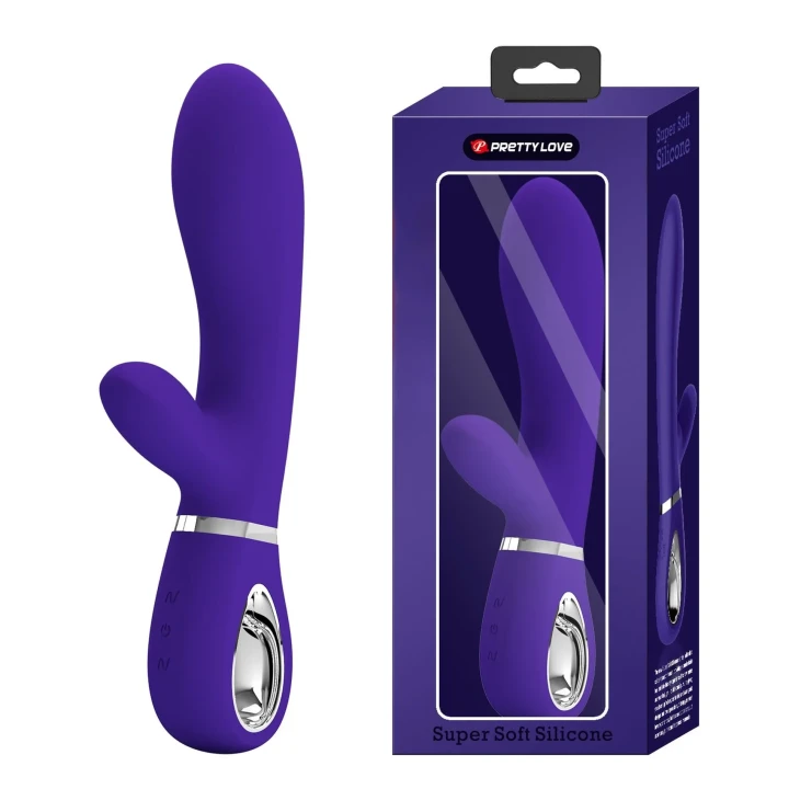 Wibrator silikonowy PRETTY LOVE - THOMAS USB PURPLE, 7 funkcji wibracji, pamięć