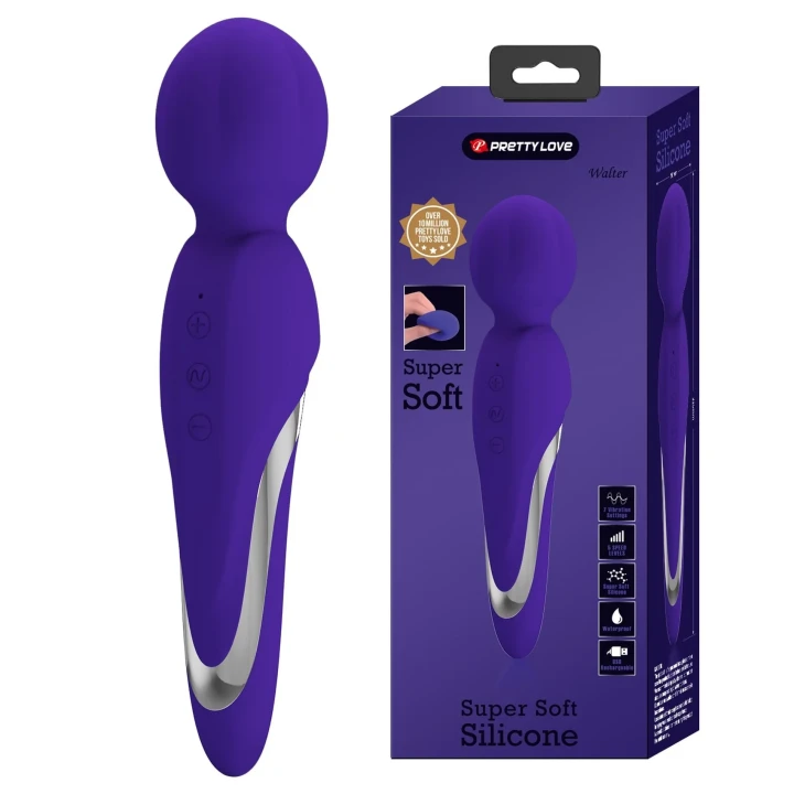 Masażer do ciała PRETTY LOVE WALTER PURPLE, 7 funkcji wibracji, silikonowy, ergonomiczny