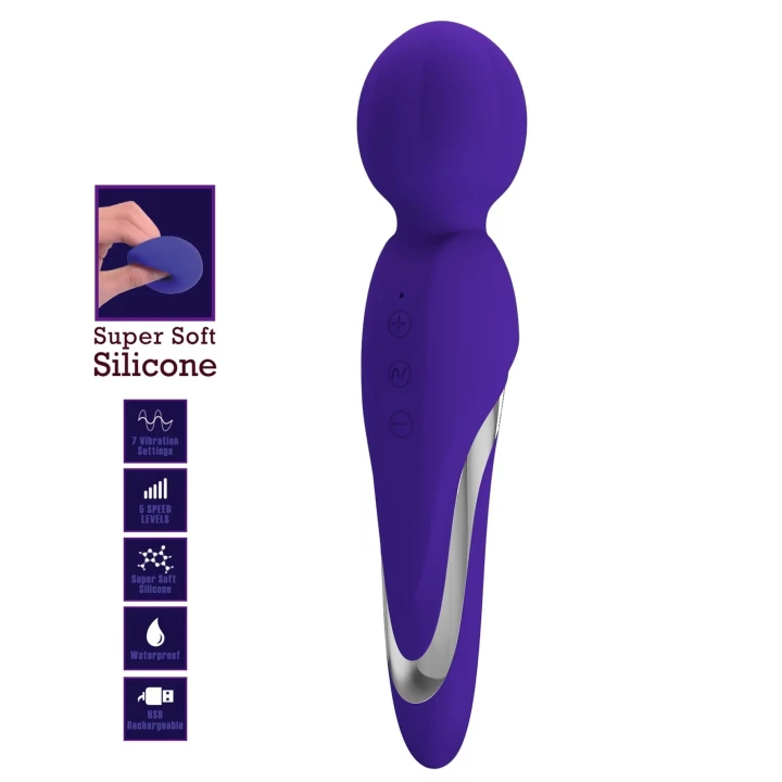 Masażer do ciała PRETTY LOVE WALTER PURPLE, 7 funkcji wibracji, silikonowy, ergonomiczny