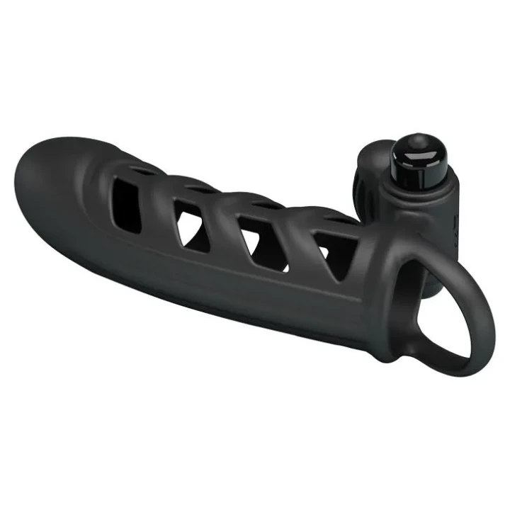 Rękaw wibracyjny na penisa PRETTY LOVE II z 10 funkcjami stymulacji, silikonowy, czarny