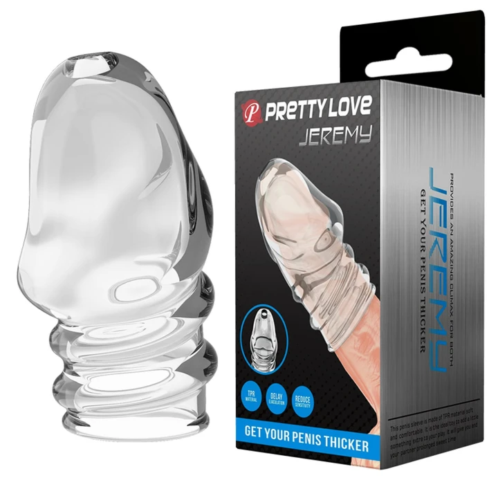 Nakładka na penisa PRETTY LOVE - Jeremy, do powiększania obwodu, TPR, elastyczna, miękka