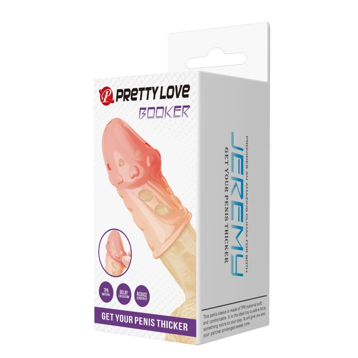 Nakładka na penisa Pretty Love Booker - elastyczna, z opóźnieniem wytrysku, 8 cm