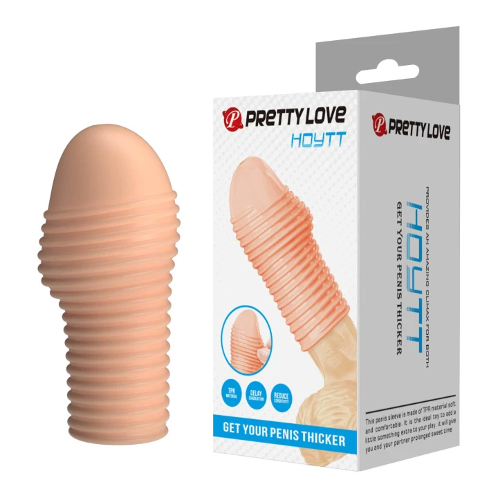 Nakładka na penis Pretty Love Hoytt - Wzmocnienie erekcji, elastyczny TPR, 8,6 cm