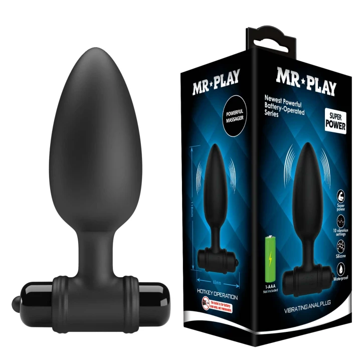Wibrujący analny plug silikonowy z ergonomicznym kształtem - Mr. Play 11,8 cm