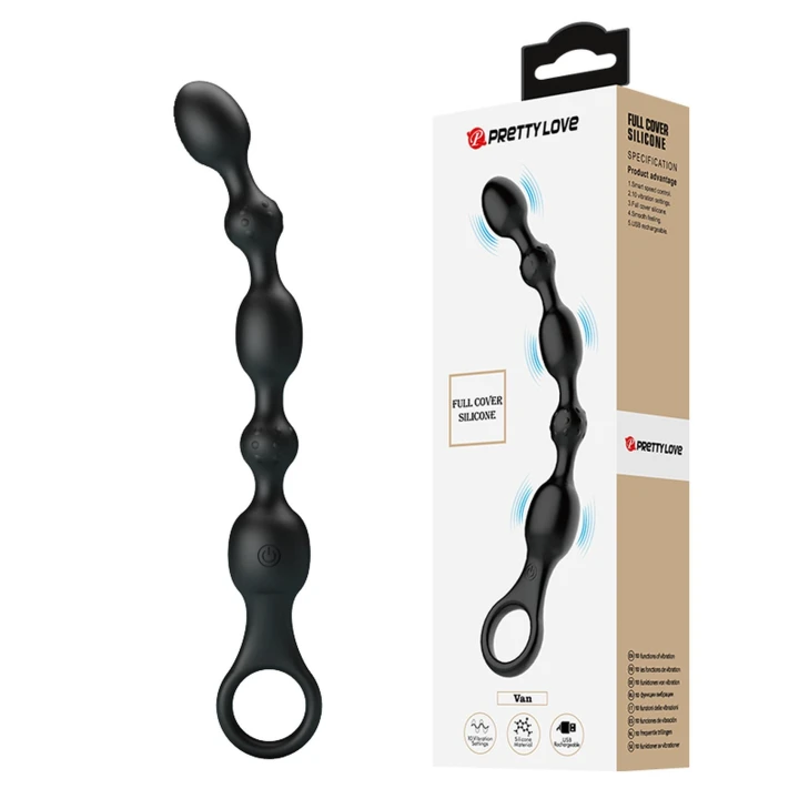 Wibrator analny z 10 funkcjami wibracji oraz wypukłościami bead, silikonowy