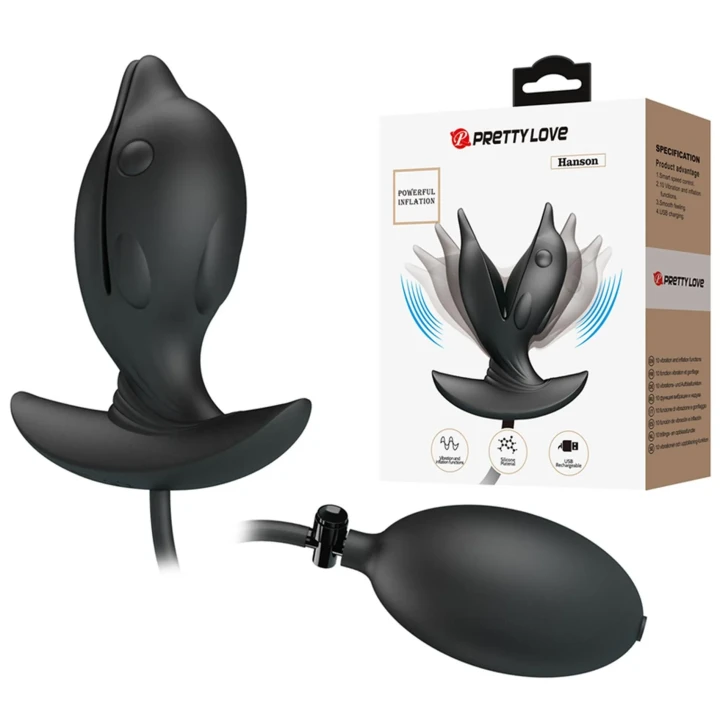 Korek analny PRETTY LOVE - Hanson, silikonowy, pompowany, 10 funkcji wibracji