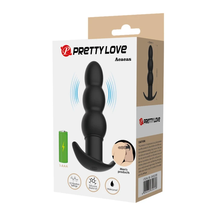 Wibrujący korek analny Pretty Love Aeaeeas z ergonomicznym uchwytem, silikonowy 11 cm