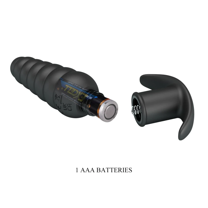 Wibrator analny z 10 trybami wibracji, ergonomiczny, czarny silikon, 11 cm długości