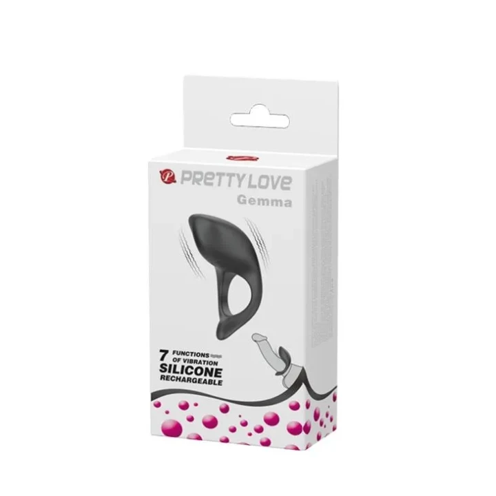 Silikonowy pierścień penisa z wbudowanym stymulatorem, 7 funkcji wibracji, USB