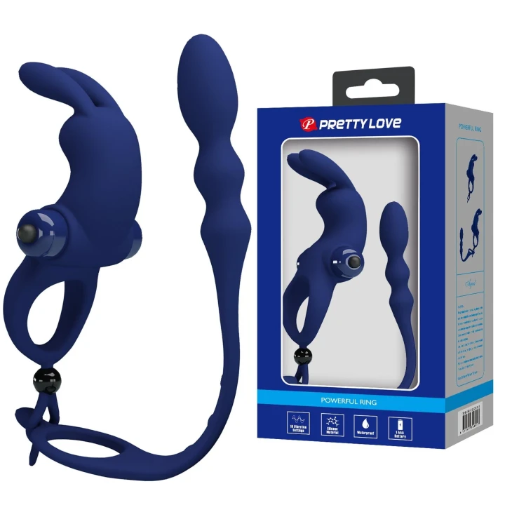 Wibrator z pierścieniem erekcyjnym, 10 funkcji wibracji, wodoodporny, silikonowy