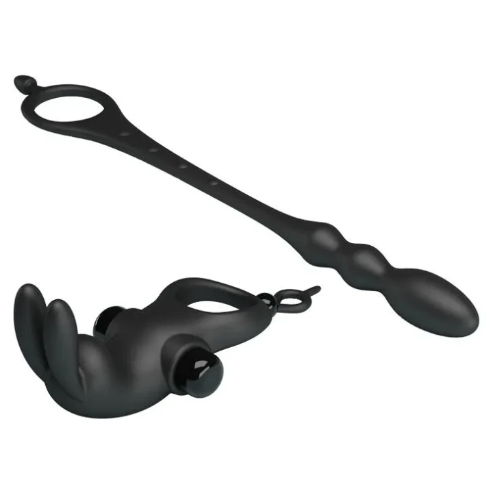 Wibrator oczne pierścień erekcyjny z wtyczką analną - PRETTY LOVE V