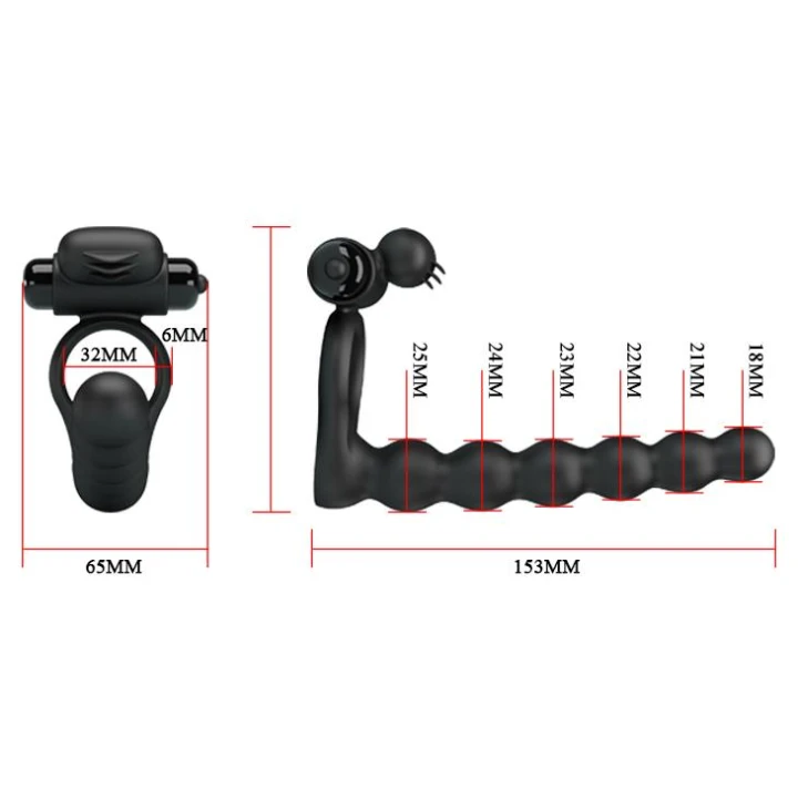 Wibrujący pierścień na penisa PRETTY LOVE Hercules III z 10 funkcjami wibracji, silikonowy, czarny