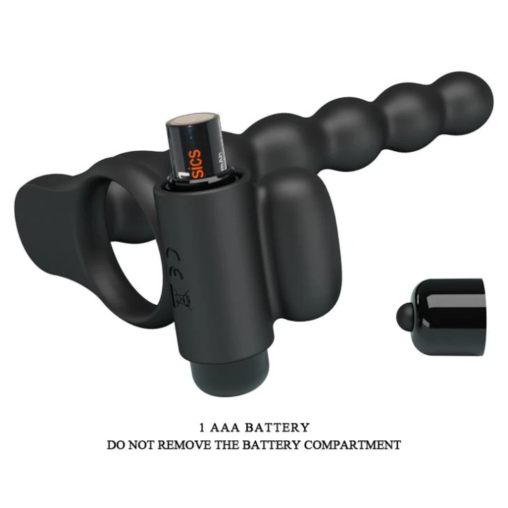 Wibrujący pierścień na penisa PRETTY LOVE Hercules III z 10 funkcjami wibracji, silikonowy, czarny