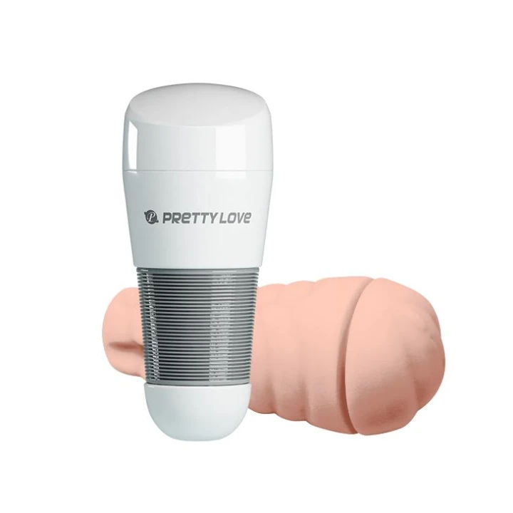 Masturbator silikonowy z rowkowanym tunelem i stymulującymi antenkami, biały