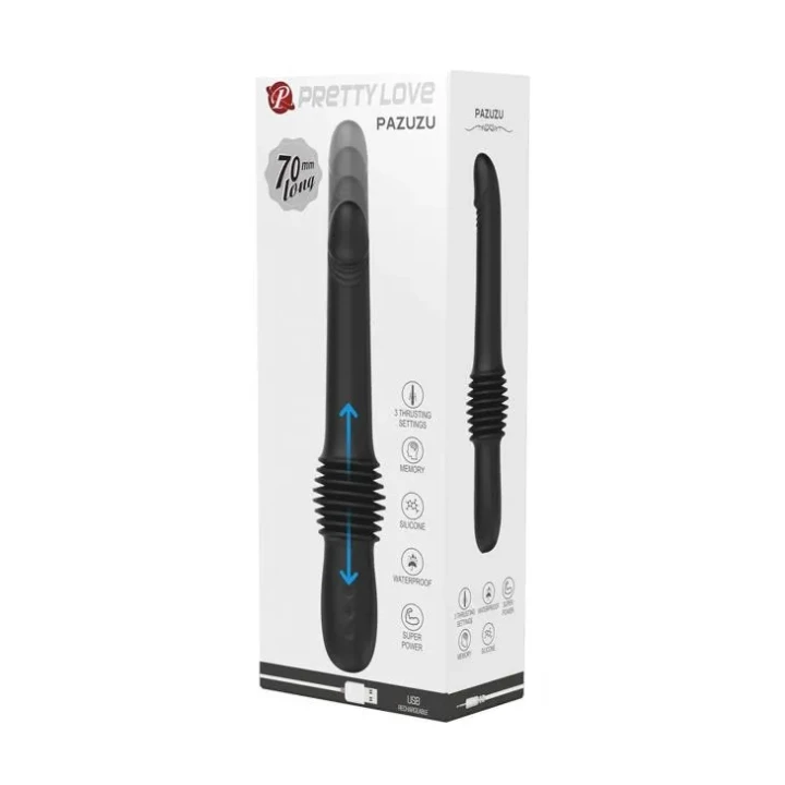 Wibrator typu thrusting z USB, silikonowy, czarny, 3 tryby, ergonomiczny design