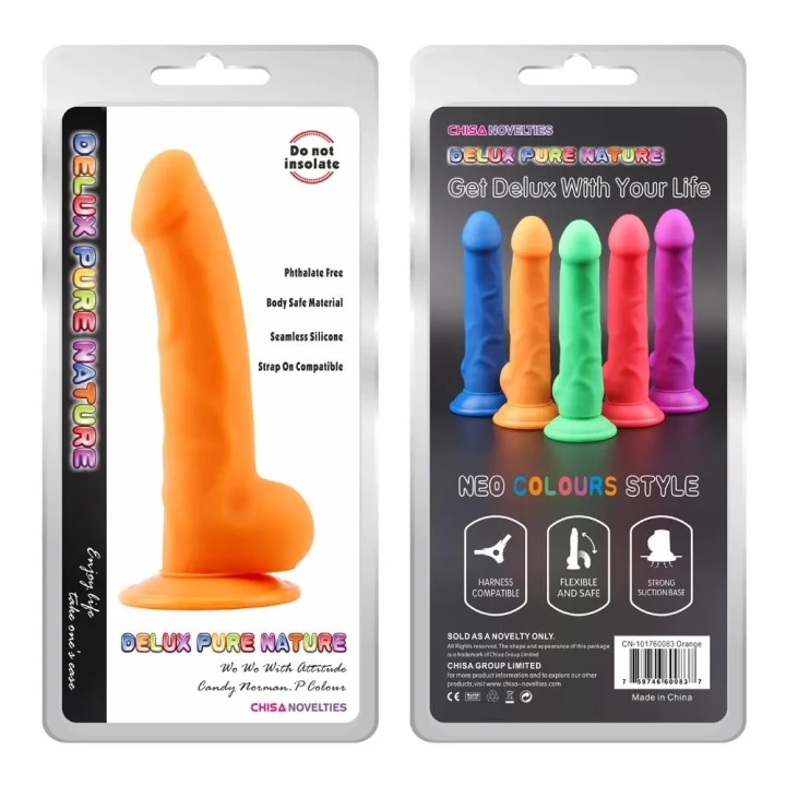 Dildo realistyczne Norman.P, pomarańczowe, wodoodporne, z wibracjami, 21.5 cm