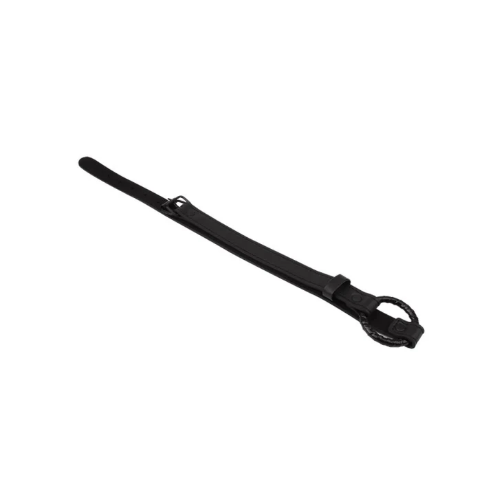 O-ring gag z czarnego metalu, regulowany pasek, 4,7 cm zewnętrzny wymiar, 68 cm długości