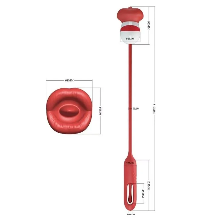 Masturbator ustny z wibracją Romance - Alyss, czerwony silikon ABS, 5 trybów