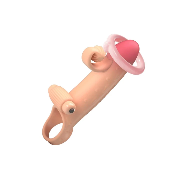 Wibracyjna nakładka na penisa ROMANCE z elastycznym pierścieniem i stymulatorem