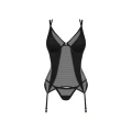Gorset z regulowanymi ramiączkami OBSESSIVE, fiszbiny, pasy do pończoch, M/L