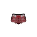 Szorty Bielizna Redessia OBSESSIVE, czerwona koronka, prześwitujący materiał, kokardka