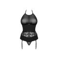 Gorset, OBSESSIVE, M/L, Regulowane ramiączko, Fiszbiny, Stringi w komplecie
