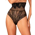 Majtki Arienna OBSESSIVE, czarne, wysoki stan, koronka, elastyczny poliamid, XS/S