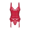 Gorset OBSESSIVE z regulowanymi ramiączkami, koronką, czerwony, L/XL