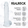 Realistyczny dildo z jądrami – REALROCK Crystal Clear, przezroczyste, 12,7 cm, przyssawka