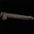 Dildo XXL Dual-Layerowy z Silikonu Platynowego, Giętki, 37.5 cm, Przyssawka