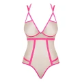 Body Nudelia - OBSESSIVE, regulowane ramiączka, geometryczne plecy, neonowy róż L/XL