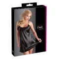 Negliż Satynowy COTTELLI LINGERIE Czarny, Regulowane Ramiączka, Głęboki Dekolt