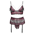 Biustonosz i majtki ouvert COTTELLI LINGERIE, elastyczna koronka, kwiatowy motyw, XL/2XL