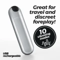 Miniwibrator, iMoan - Akumulator, 10 trybów wibracji, Wodoodporny, Srebrny