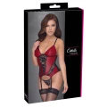 Koszulka z podwiązkami Cottelli LINGERIE, 85% poliester, koronkowe wstawki, S
