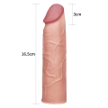 Rękaw powiększający penisa Pleasure X, 1 cal dłuższy, realistyczny, brązowy TPE