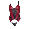 Koszulka z podwiązkami Cottelli LINGERIE, 85% poliester, koronkowe wstawki, S