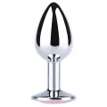Butt Plug Średni z Metalu z Białym Diamentem - Długość 8cm, Szerokość 3,3cm