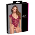 Body String XL - COTTELLI LINGERIE, koronkowe, regulowane ramiączka, bordowe perełki