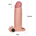 Rękaw przedłużający penis Pleasure X - 2 cale długości, wibracje, super realistyczny materiał