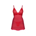 Koszulka babydoll OBSESSIVE Chilisa M/L, regulowane ramiączka, koronka, czerwony