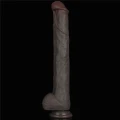 Dildo XXL Dual-Layerowy z Silikonu Platynowego, Giętki, 37.5 cm, Przyssawka