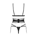 Komplet bielizny koronkowej OBSESSIVE XL/2XL – biustonosz, pas do pończoch, stringi