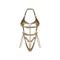 Body OBSESSIVE – złote łańcuchy, materiał skóropodobny, regulowane paski