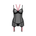 Gorset Glandez OBSESSIVE, regulowane ramiączka, czarny z czerwonymi akcentami, XS/S