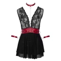 Babydoll COTTELLI LINGERIE z elementami bondage, czarna z czerwonymi akcentami, seksowna