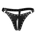 Pas cnoty thong z PU Leather OUCH! Xtreme, regulowane paski, stalowy łańcuch