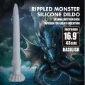 Dildo Power Monsters Basilisk, 43 cm, pofalowana tekstura, silikon medyczny